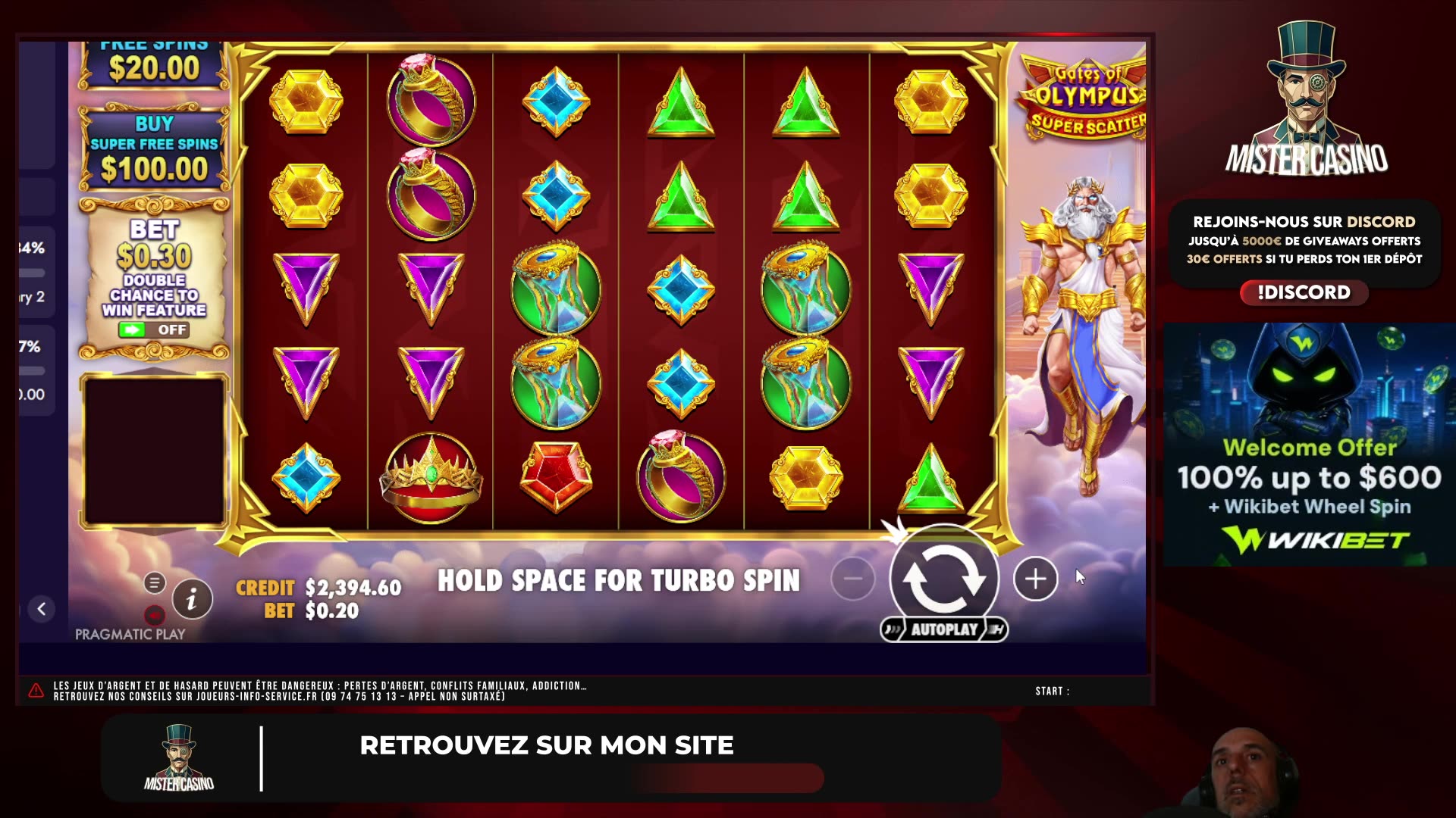 5x20€ Top Call / 500€ Wager Race / 600FS / CASINO PEACHES