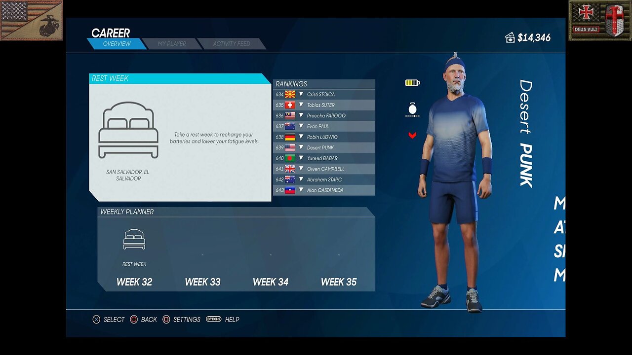 Sports Racket 2026 [W32]: Player Rest Week