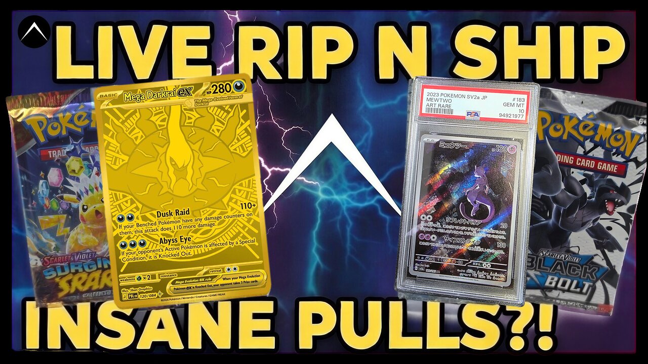Pokémon Rip & Ship LIVE Breaks 🔥Pitch Black Gold Mega Darkrai Ex Bounty 👑 Mewtwo Giveaways