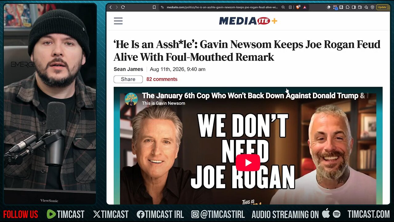 Gavin Newsom SLAMS Joe Rogan For Not Hosting Him, Absolute CLOWN | Tim Pool