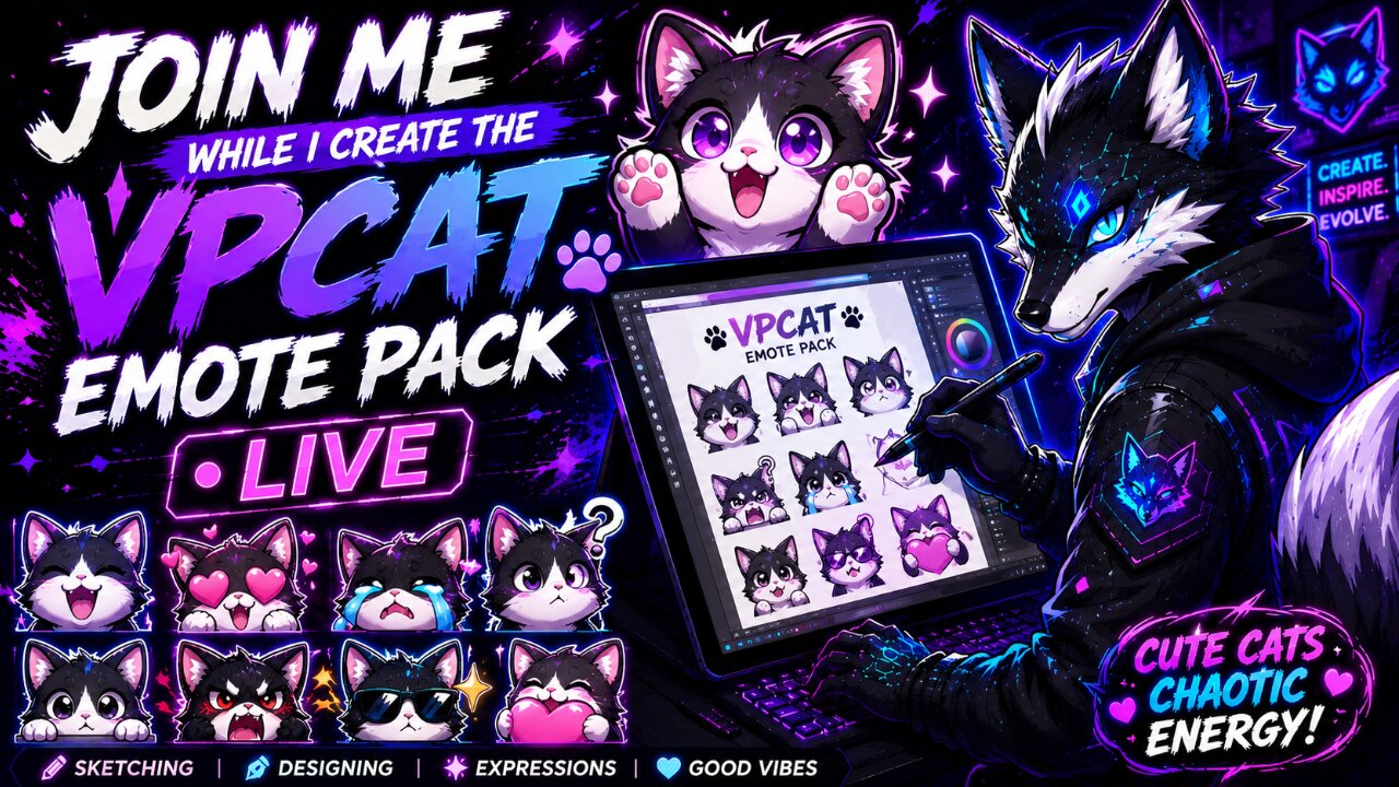 🐱 Join me LIVE while I create the VPCat Emote Pack