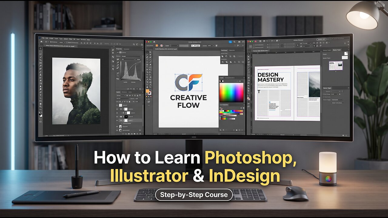 How to Learn Photoshop, InDesign & Illustrator, Step-by-Step, Adobe Design Course, Part-6