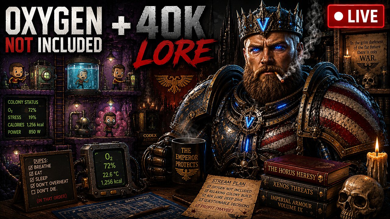 Oxygen Not Included while listening to 40k Lore