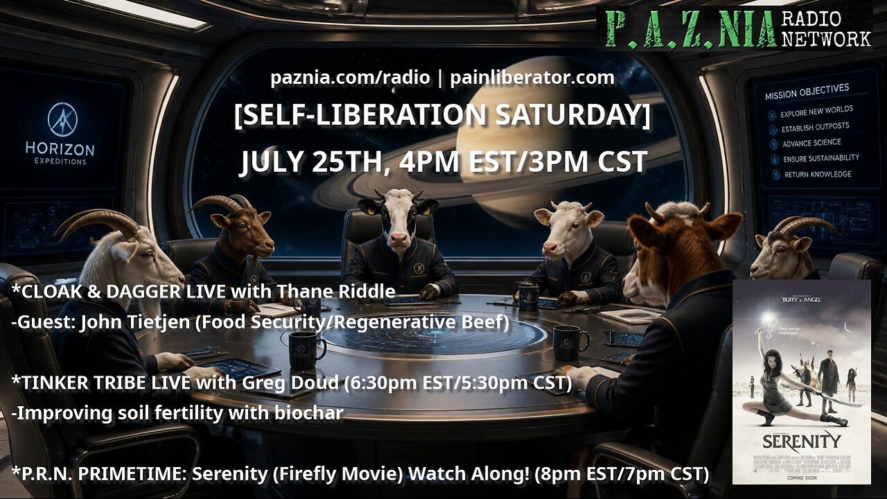 [P.A.Z.NIA RADIO NETWORK] Cloak & Dagger (Guest: John, Food Security) + Tinker Tribe LIVE + MORE!