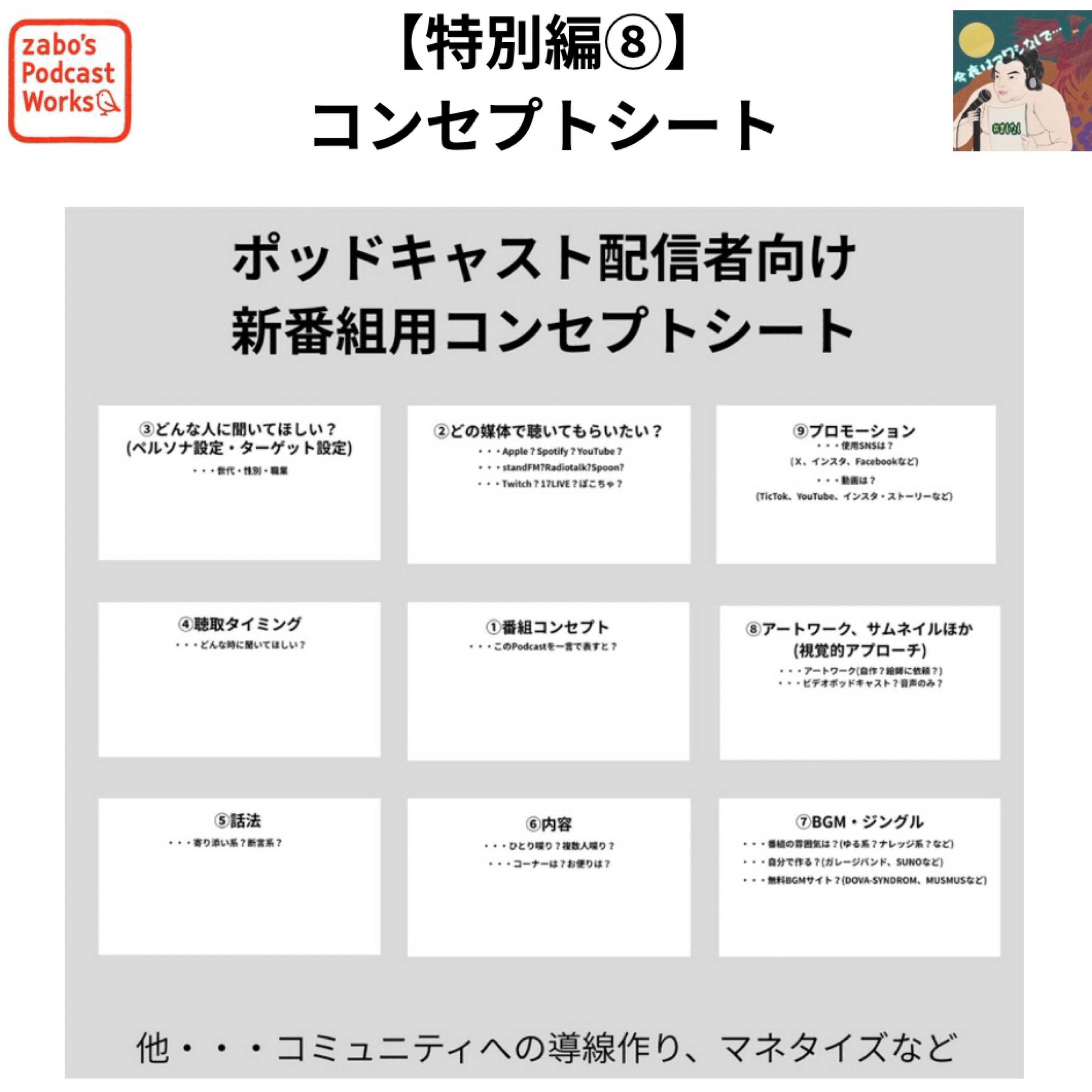 【特別編⑩】　ポッドキャスター向けコンセプトシート