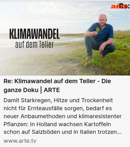 Klimawandel auf dem Teller - Arte TV
Damit Starkregen, Hitze und Trockenheit nicht für Ernteausfälle sorgen, bedarf es neuer und z.T. sehr alter Anbaumethoden und klimaresistenter Pflanzen.
https://www.arte.tv/de/videos/118268-007-A/re-klimawandel-auf-dem-teller/
#klimawandel #landwirtschaft #klimakrise #essen #lebensmittel #konsum