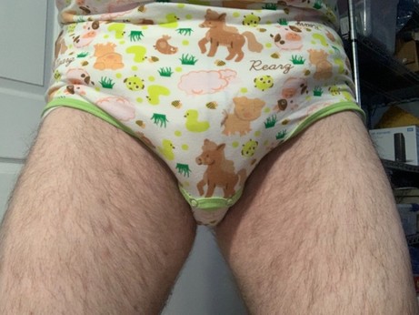 Ready for bed in my barnyard onesie and an ATN. Already wet - just like I like it. 😊