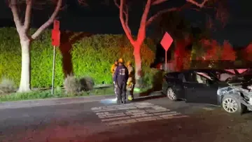 Guy left gf after he crashes into parked car