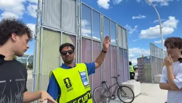 trying to sneak past cop to get in fifa world cup