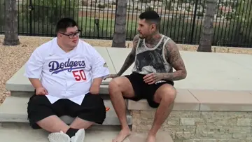 Theo Pushes Arnold Barboza in the pool