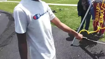 Maurice pressing his friend cause he poured water