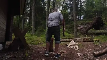 Melkeen jalkaan kirveellä monkaS