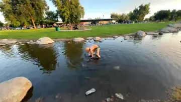 Joshua washes off