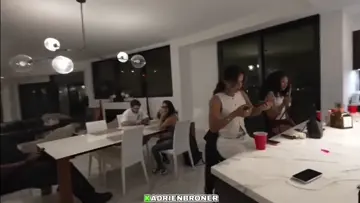 ab forgot to mute his mic while taking sh*t