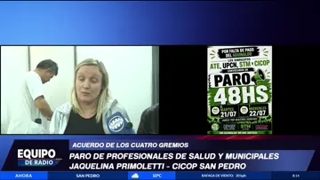 Jaquelina Primoletti (CICOP) por paro en San Pedro