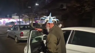 Llegando al centro para festejar