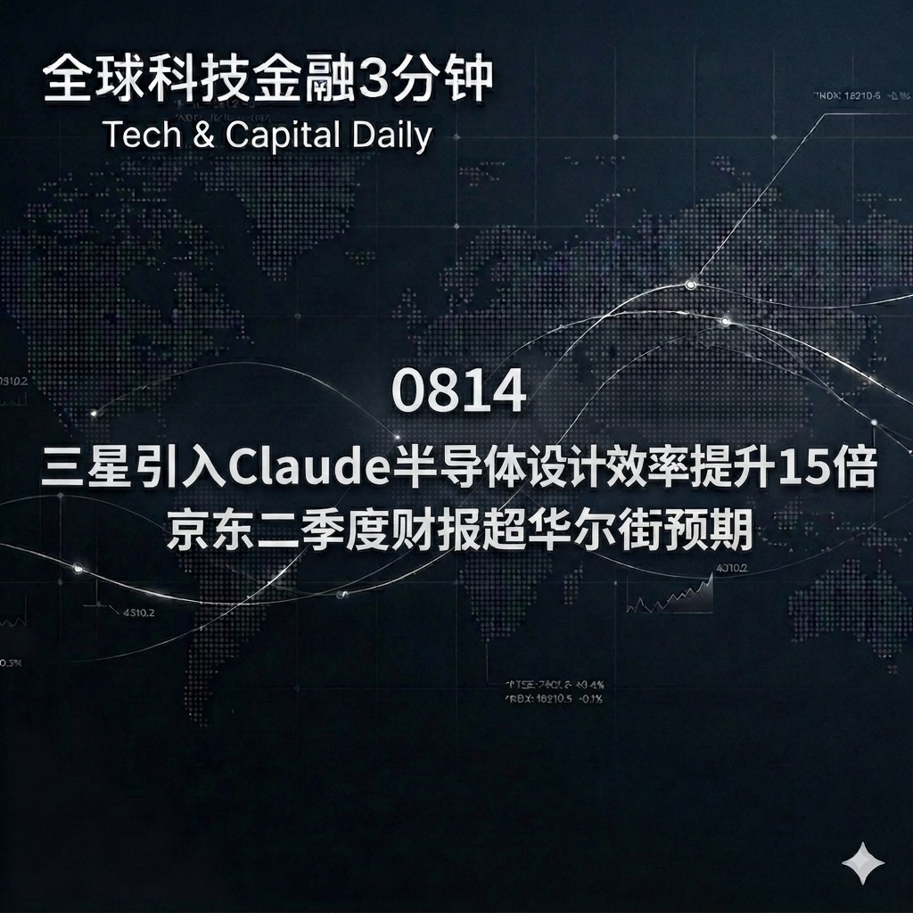 0814 三星引入Claude半导体设计效率提升15倍 京东二季度财报超华尔街预期