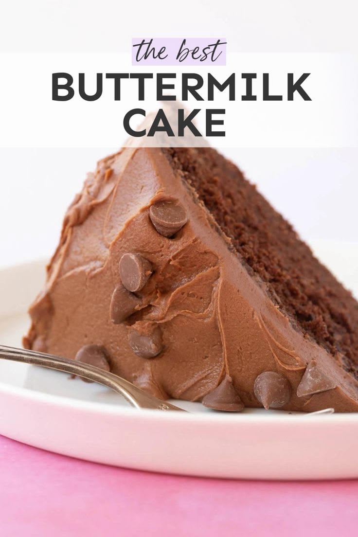 A moist Chocolate Buttermilk Cake covered in creamy chocolat