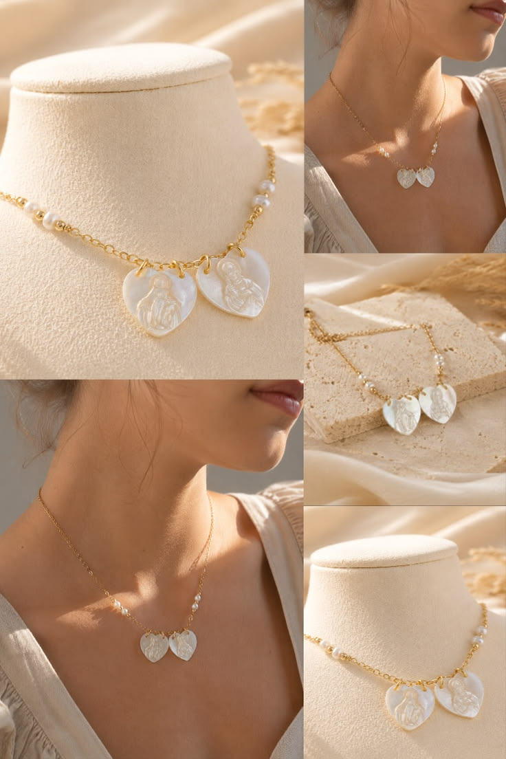 Mother of Pearl Virgin Mary Necklace & Sacred Heart


Whethe