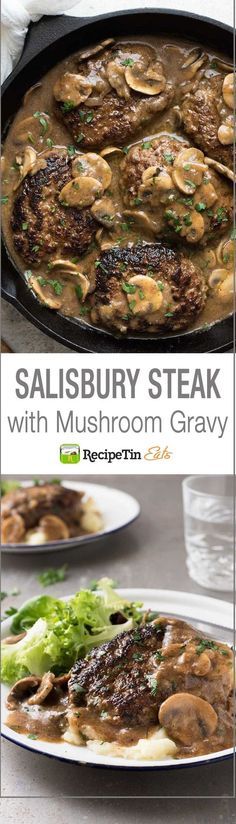 Salisbury Steak with Mushroom Gravy - Juicy steaks with my l