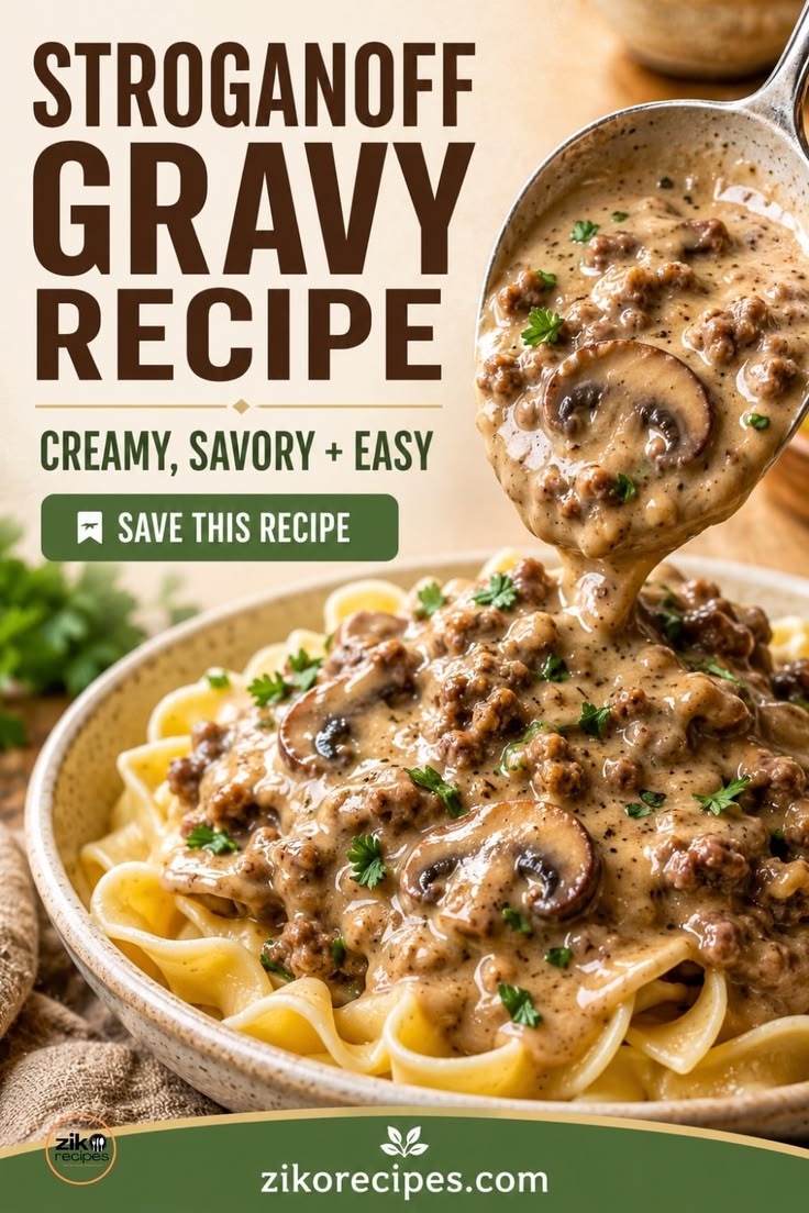 Stroganoff Gravy Recipe with mushrooms, beef broth, cream, s