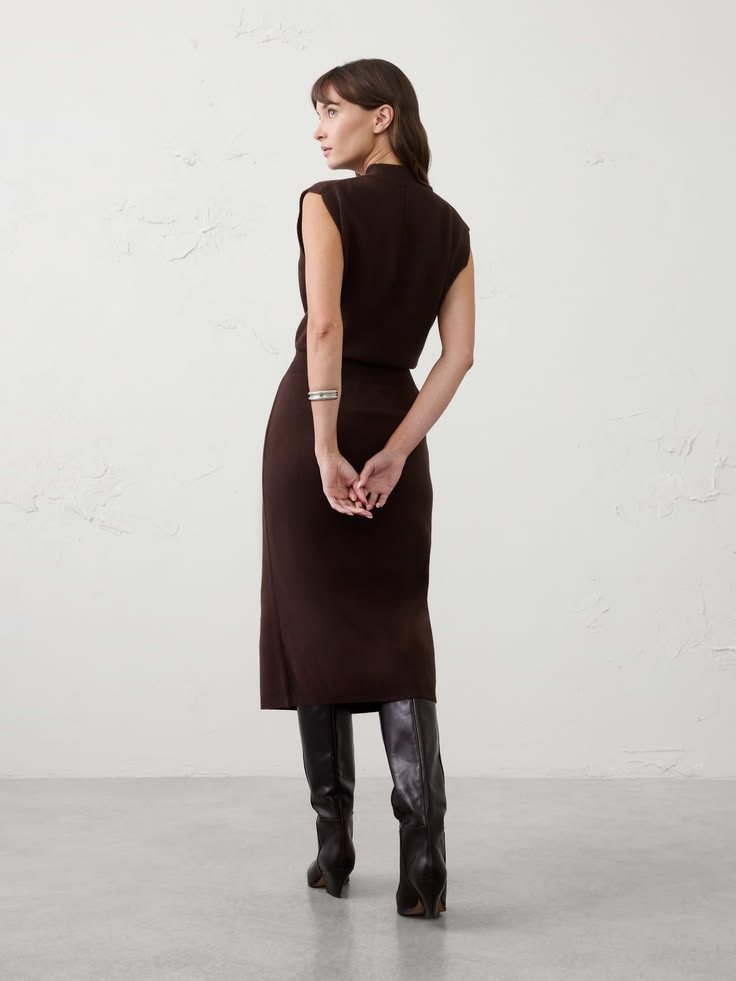 Blouson Mock-Neck Midi Sweater Dress | Banana Republic Facto