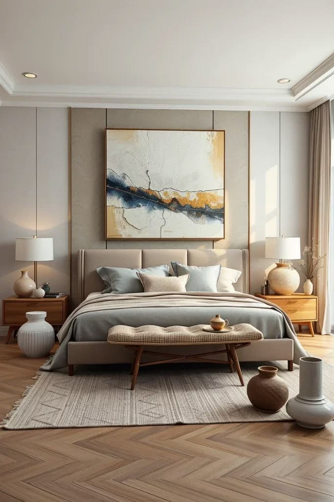 Transform your bedroom into a serene retreat with warm neutr