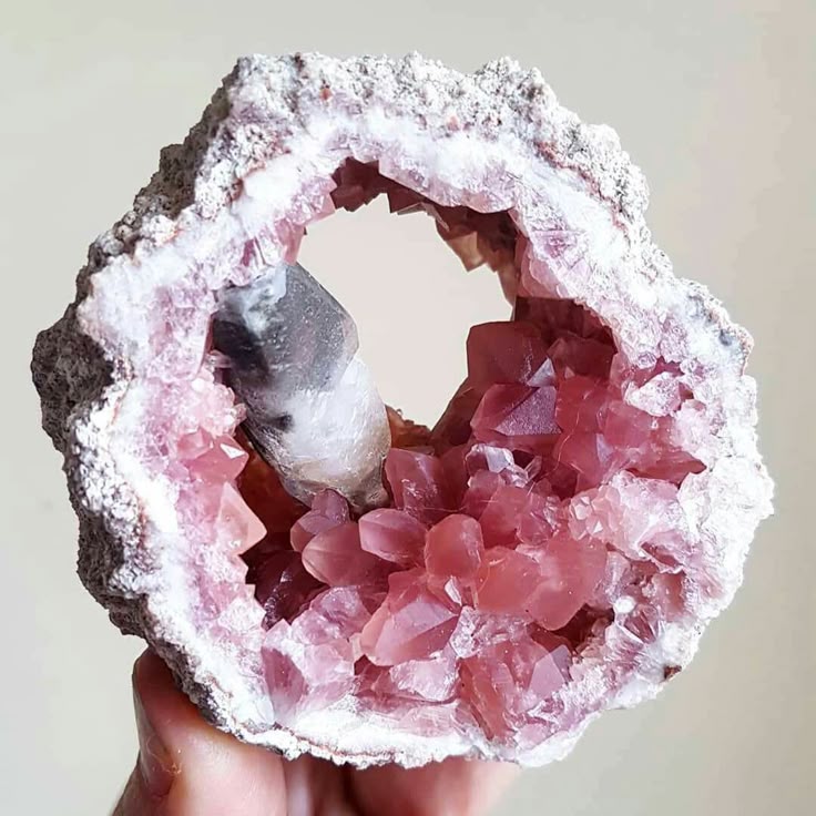Amazing Pink quartz geode from Patagonia, South America Phot