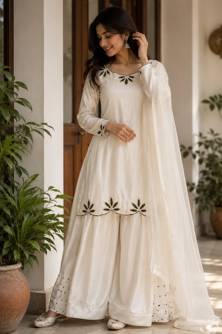 #Grace and timeless, this ivory Anarkali suit features delic