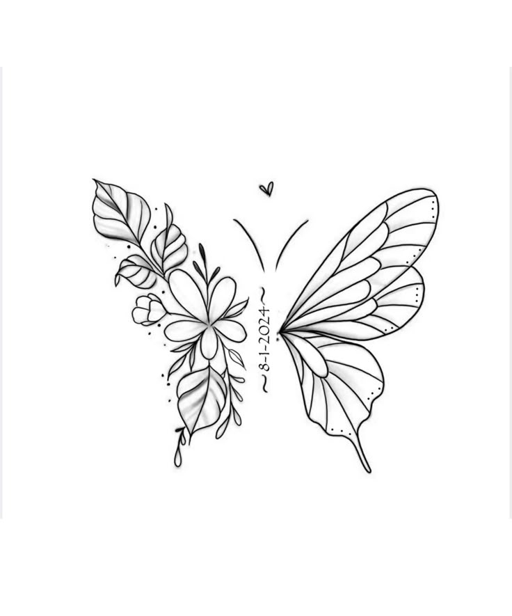 Beautiful butterfly and flowers tattoo in memory of