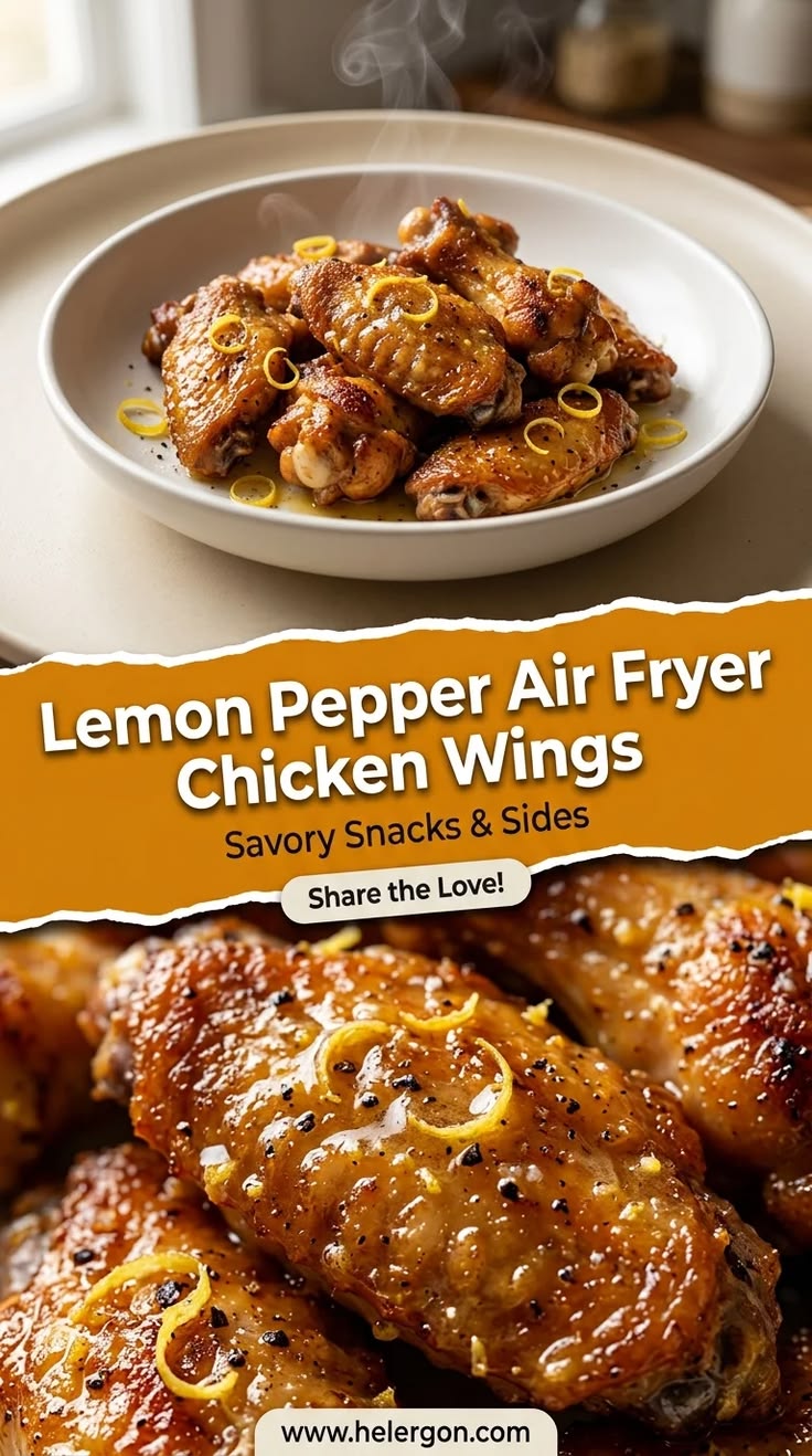 Crispy lemon pepper air fryer chicken wings tossed in butter