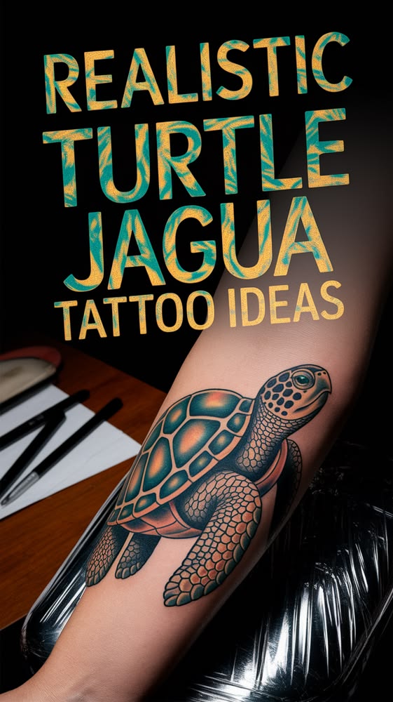 Turtle flash tattoos with jagua ink offer a meaningful symbo