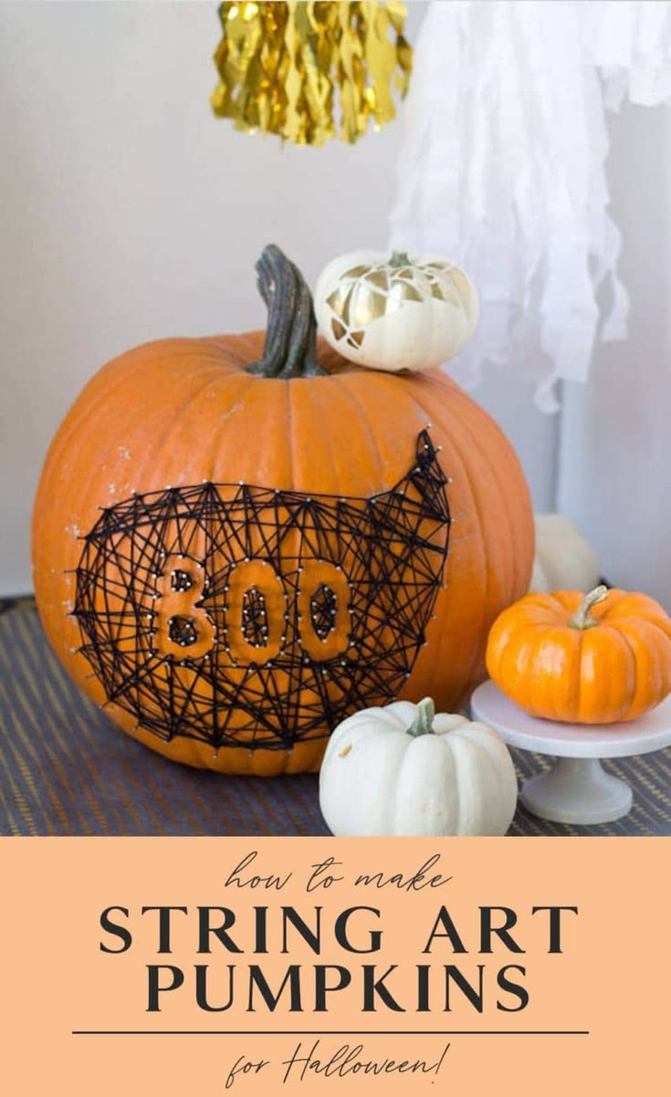 A pretty and fun no-carve pumpkin decor idea for Halloween! 