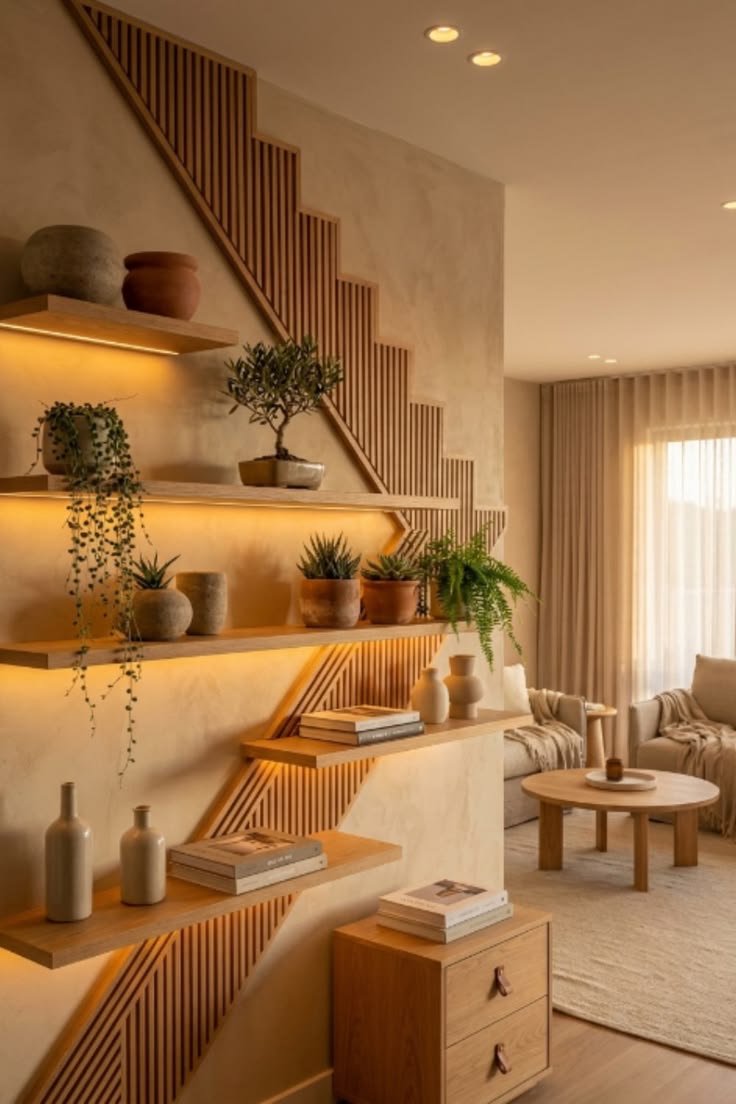 Elevate your space with this organic modern plant wall featu