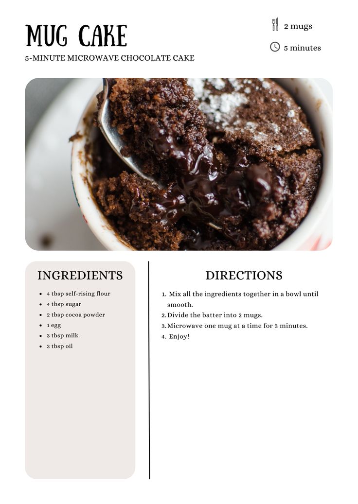 Quick chocolate mug cake ready in 5 minutes 🍫☕  Easy microwa