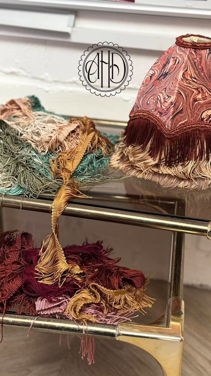 Handmade lampshades by British print designer Anna Hayman.


