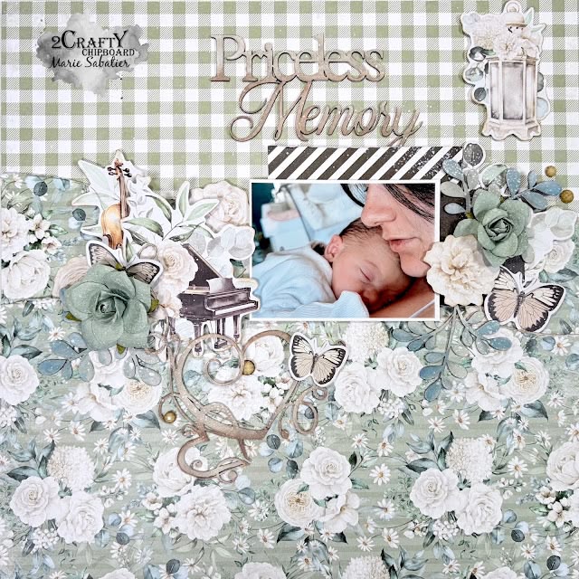 2 Crafty Chipboard : "Priceless Memory"  Layout by Marie Sab