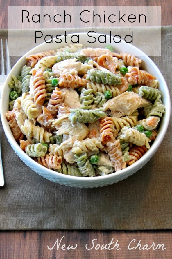 The recipe for this Ranch Chicken Pasta Salad comes from my 
