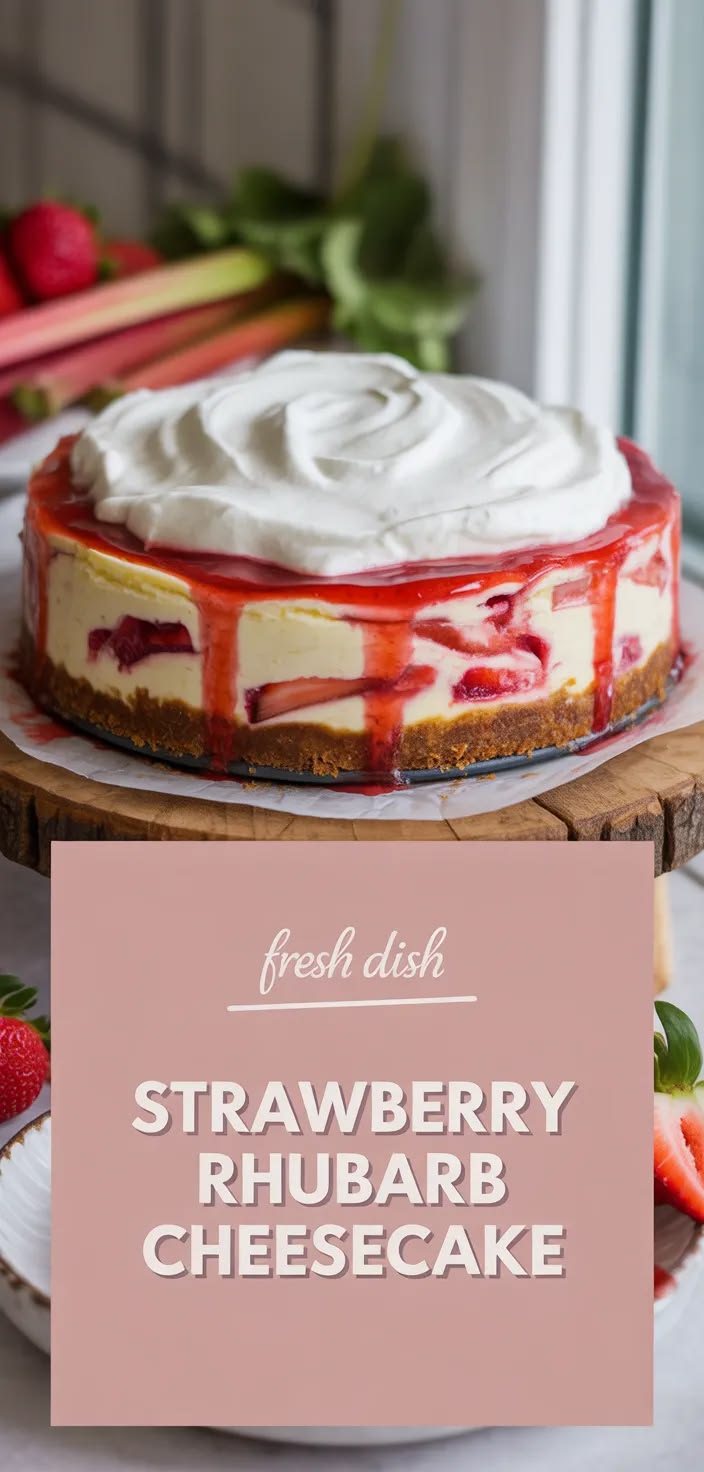 Strawberry Rhubarb Cheesecake — a sweet-tart, creamy cheesec