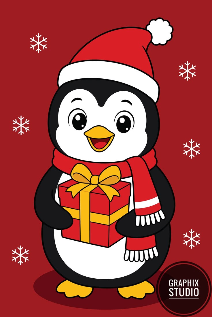 Free DOWNLOAD eps and image file 🔽🔽🔽 Christmas Penguin Holdi