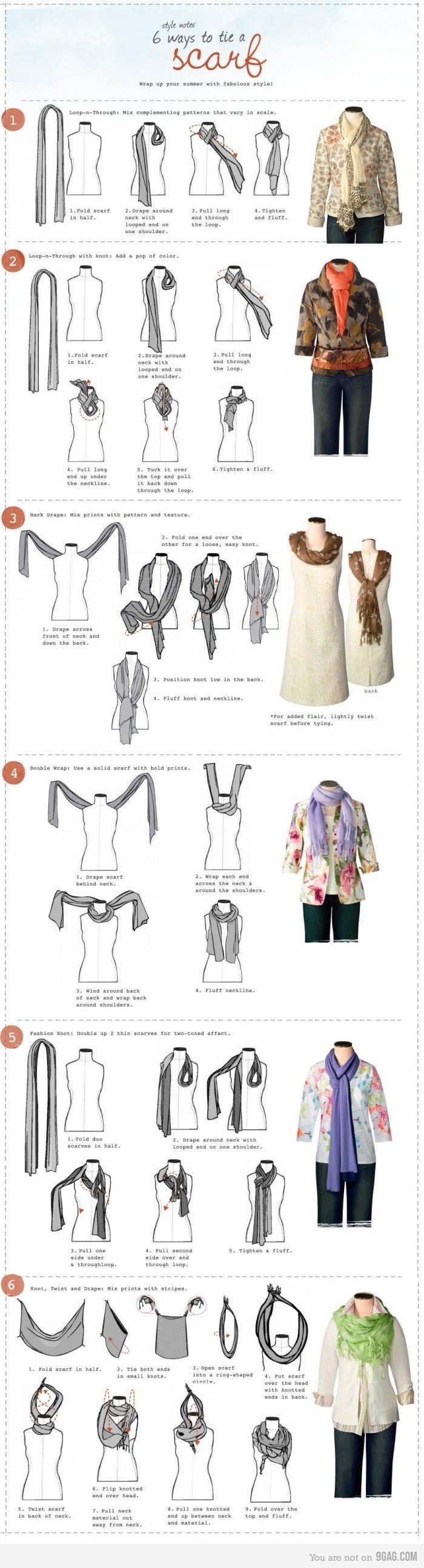 how to tie a scarf  I always do number 6 because that's what