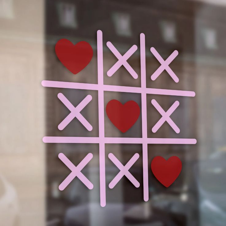 Hearts and Crosses Valentines Retail Shop Window Sticker | E