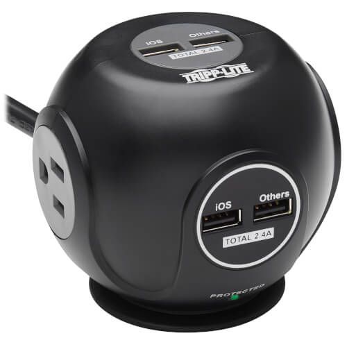 Surge Protector, 3 Outlets, 4 USB Ports, Antimicrobial | Eat