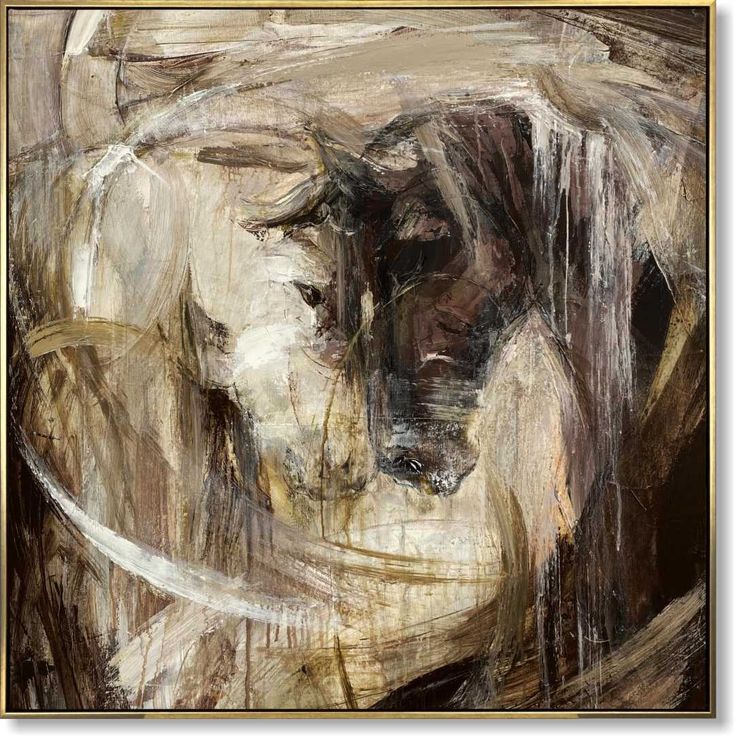 Abstract Horse Head Canvas – Earth Tone Equine Art for Wabi-