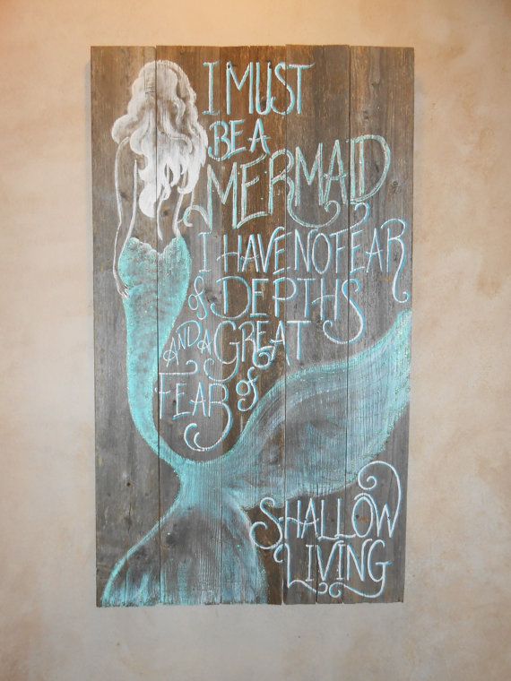Barnwood Mermaid Sign Hand Painted Original by tawnystreasur