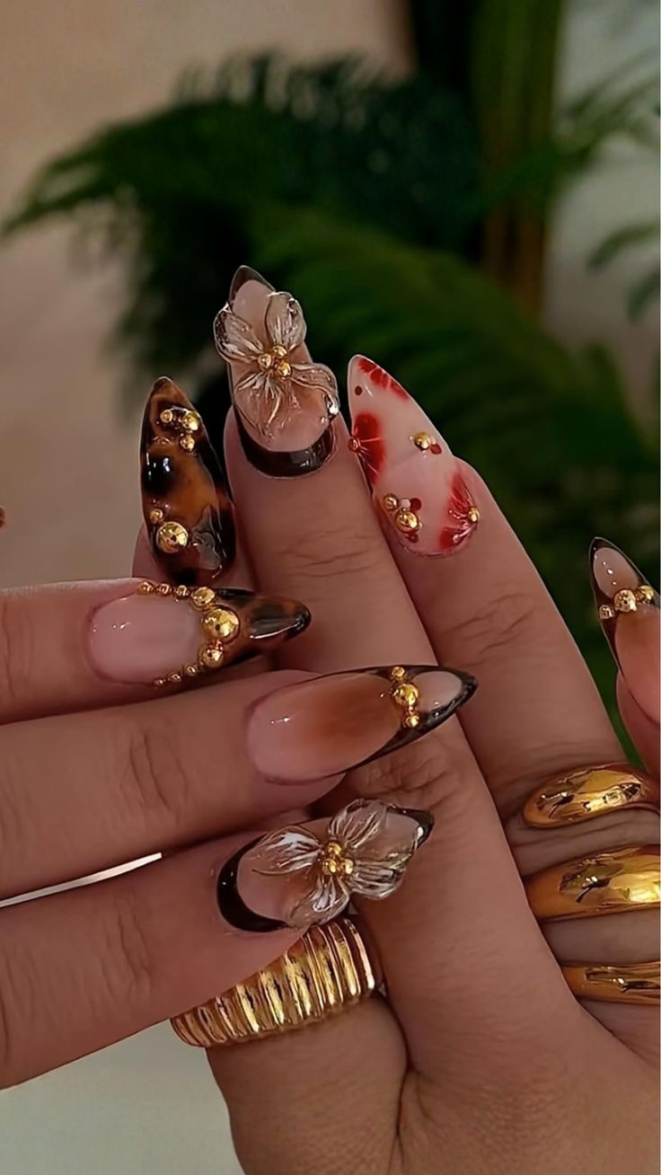 Less than 10 dollars! Fall Press on Nails: Sleek medium squa