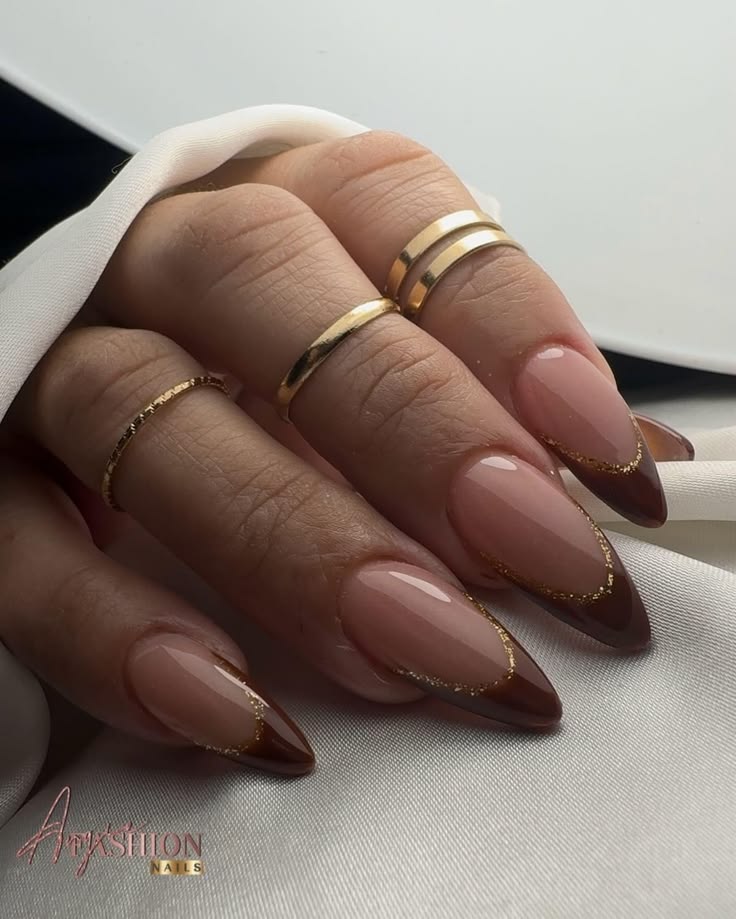 brown gold nails