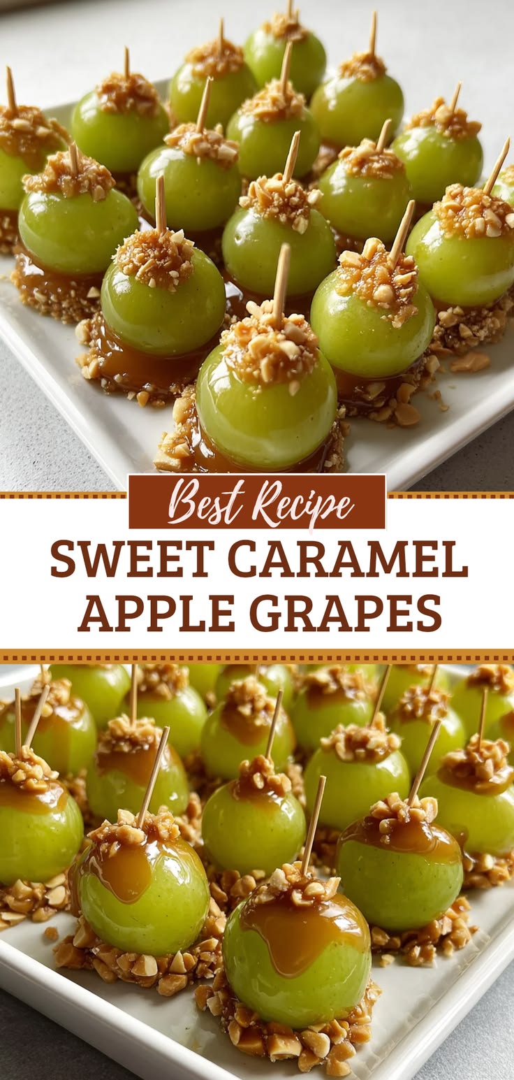 Caramel apple grapes are a fun sweet treat to make at home. 
