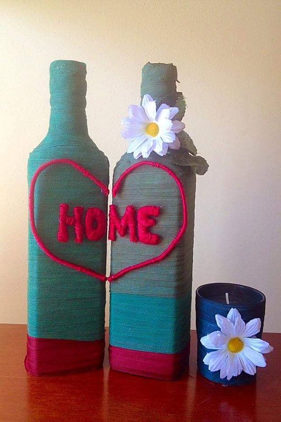 Home Is Love Upcycled Wine Bottles and by ARTiFULbyJovRobins