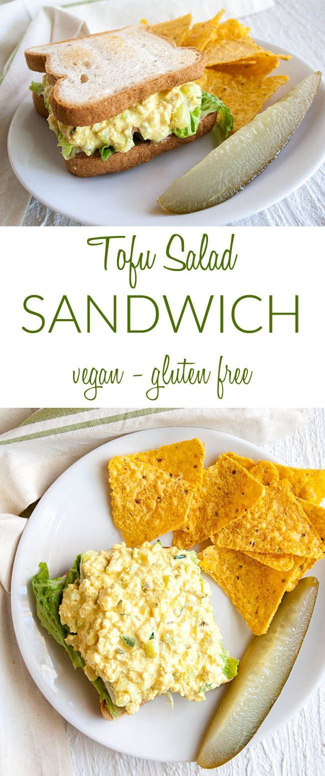 Tofu Salad Sandwich (vegan, gluten free) - This healthy tofu